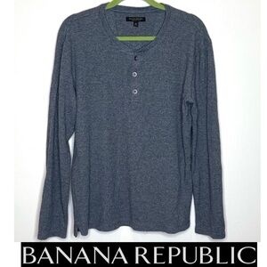 🔥 Banana Republic Henley Gray Shirt Long Sleeve M